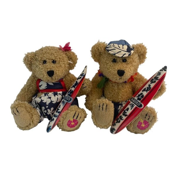 Hawaiian Collectibles Other - Vtg Hawaiian Collectibles Keikiokekai/Haunani Surfer Boy Girl 7" Plush w/Boards